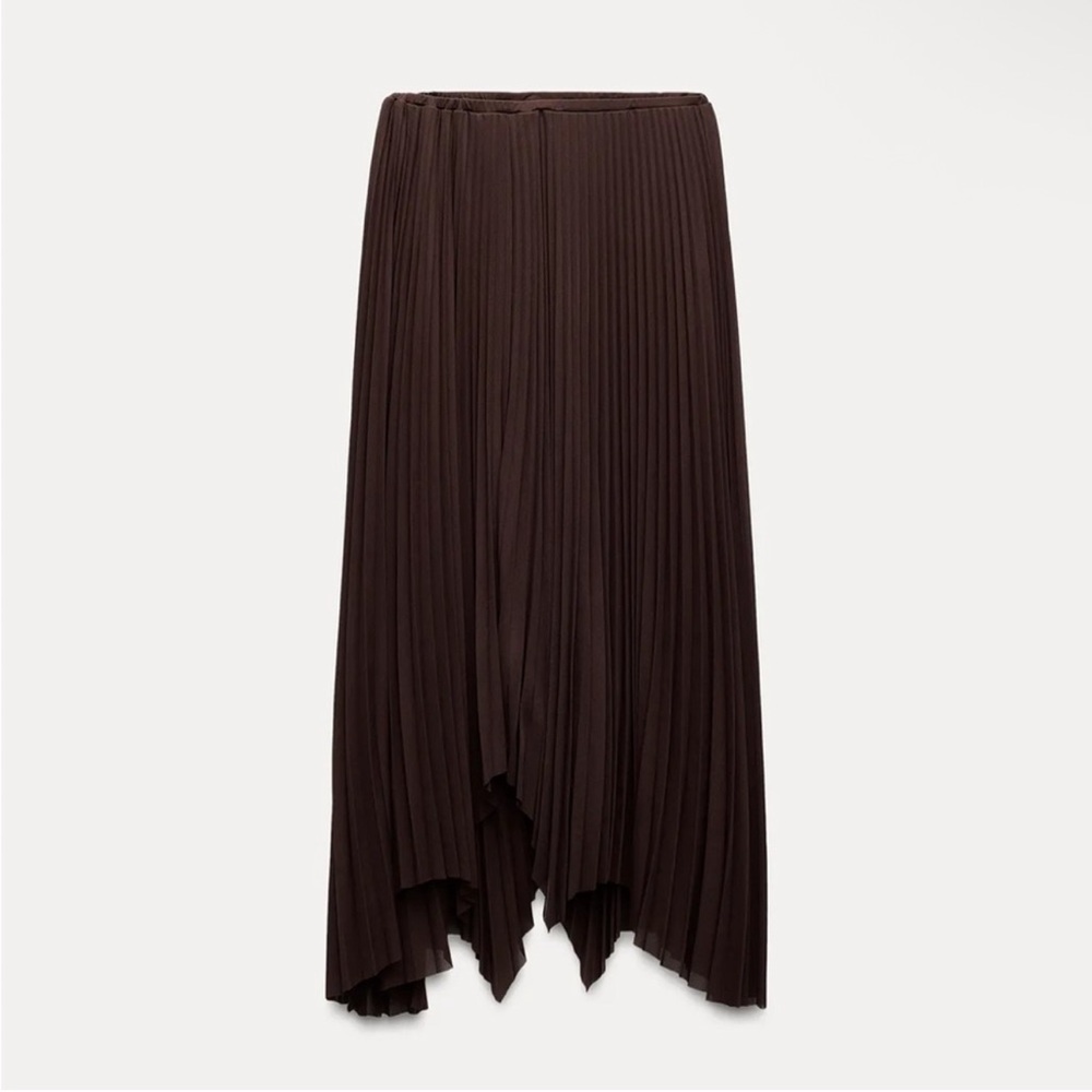Zara pleated asymmetrical midi skirt